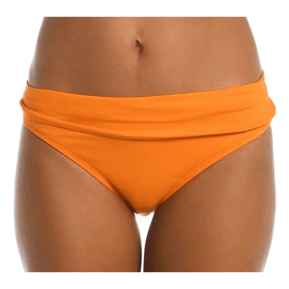 La Blanca Tangerine Island Goddess Shirred Band Hipster Bikini Bottom 12 NWT